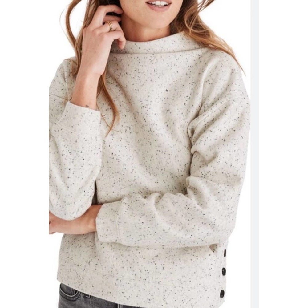 New Madewell Women’s Donegal Mockneck Side-Button Pullover Sweatshirt size MED